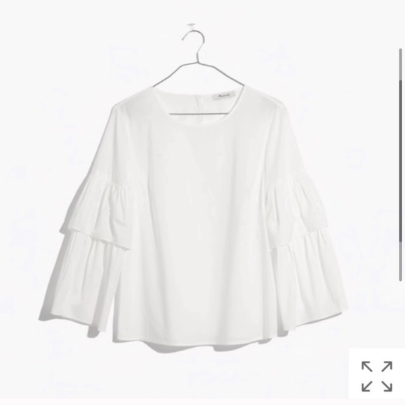 MADEWELL Tiered-Sleeve Top Blouse in White XS & S - Picture 4 of 6